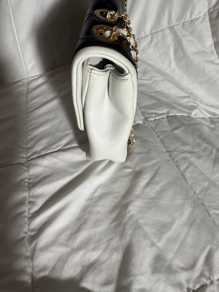 CHANEL Medium Lambskin Flap Black and White Bag