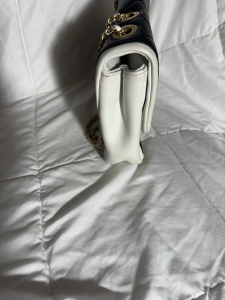 CHANEL Medium Lambskin Flap Black and White Bag