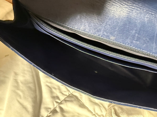 Chanel Navy Blue Patent Leather Classic Jumbo Bag