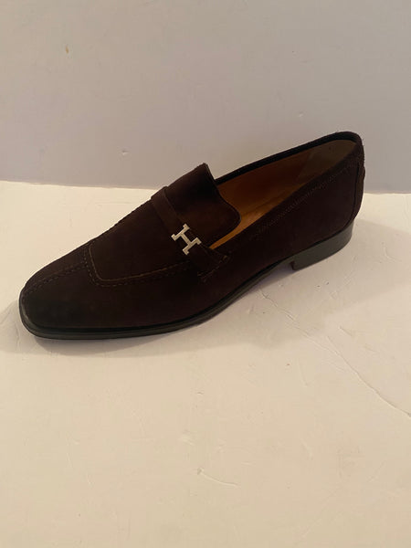 Hermes Men's Paris Loafers Suede in Brown Size 43 US 10
