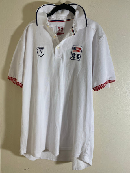 Alain Figaret White Logo Polo Size XL
