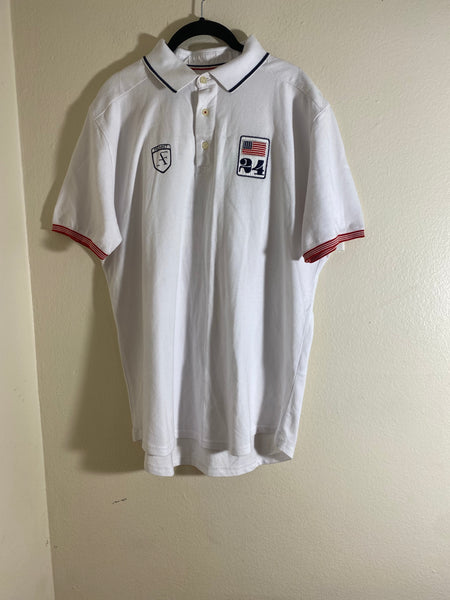 Alain Figaret White Logo Polo Size XL