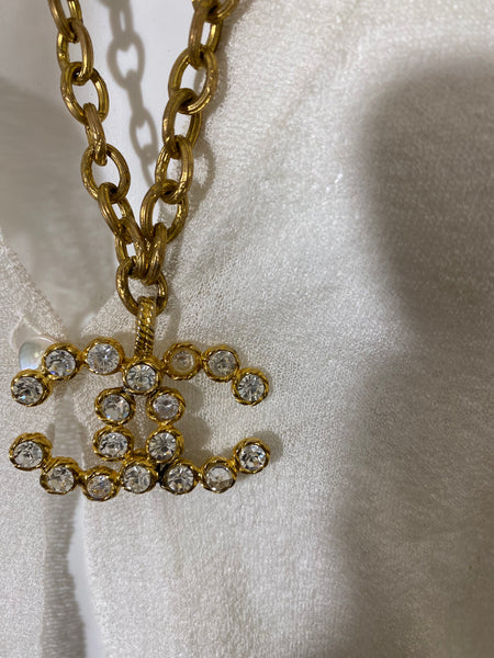 Chanel CC Drop Crystal Necklace