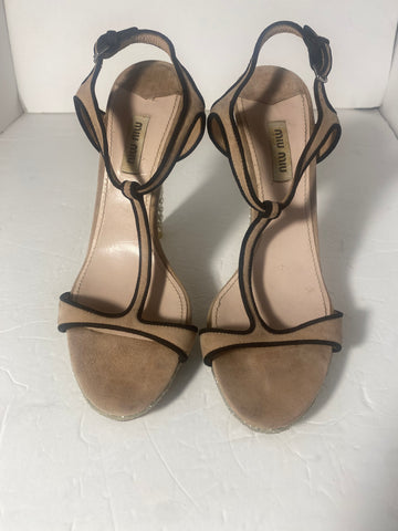 MIU MIU Suede Crystal Embellishments Sandals Size: 39.5 / 9