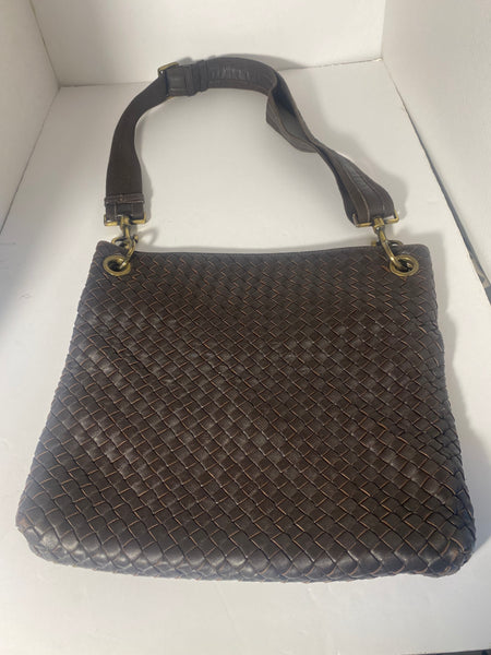 Bottega Veneta Dark Brown Leather Mesh Shoulder Bag