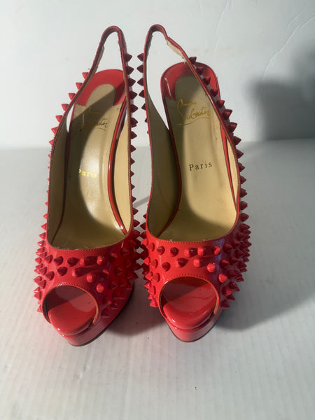 Christian Louboutin Pink Spiked Platform Heels Sz: 40.5