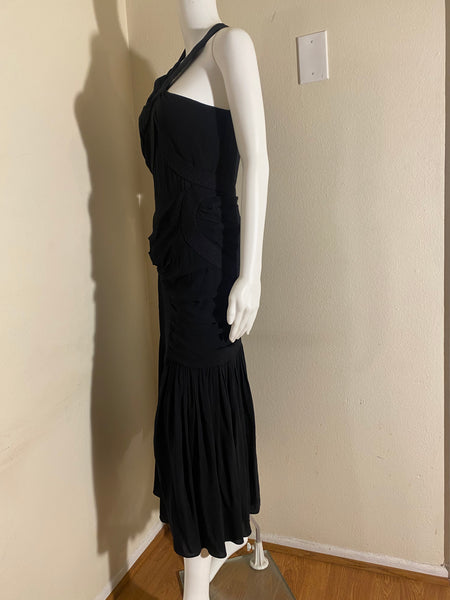 Stella McCartney Emmeline Crepe One-Shoulder Midi Black Dress Size: 42 / 6