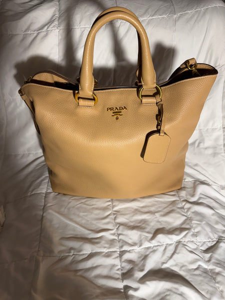 Prada Tote Large Shoulder Bag Vitello Phenix Beige
Leather