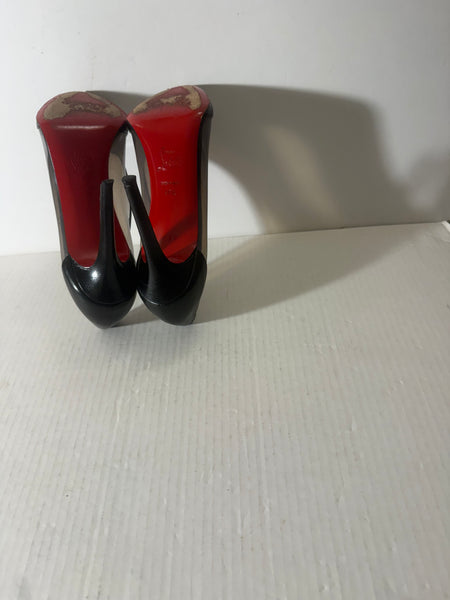 Christian Louboutin Leather Pumps in Black/Clear, Women's Size: 40.5