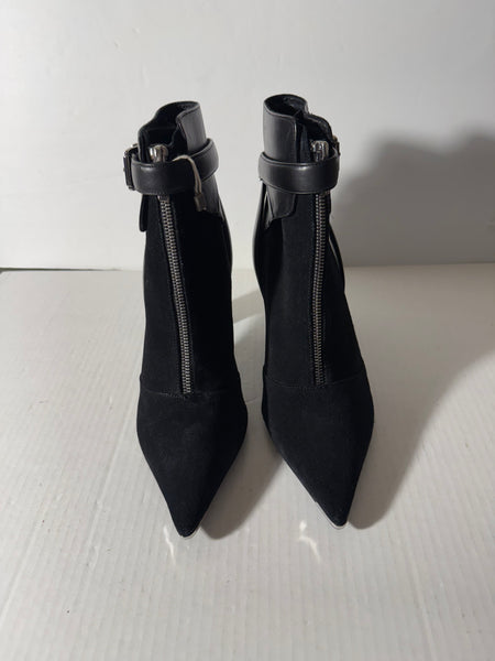 Barbara Bui Black Leather/Suede Strap Buckle Heeled Ankle Boots Size 41 Euro