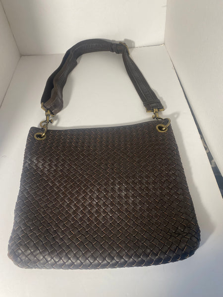 Bottega Veneta Dark Brown Leather Mesh Shoulder Bag