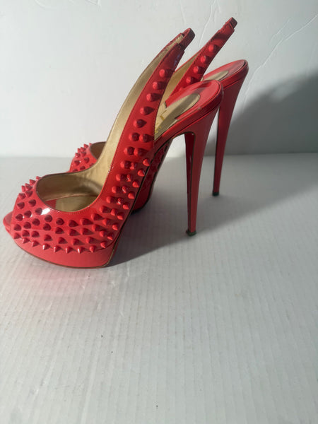 Christian Louboutin Pink Spiked Platform Heels Sz: 40.5