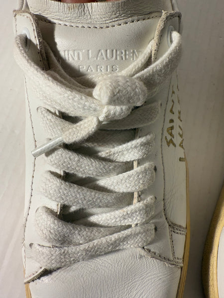 Saint Laurent Court Classic White Women's Sneakers Leather Sz 39