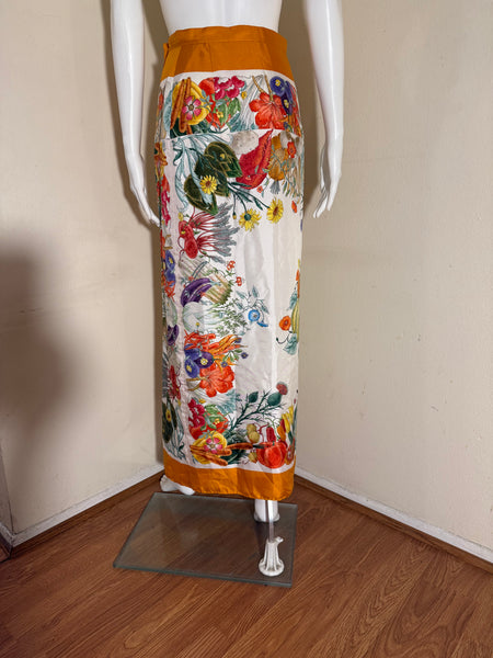 Gucci Silk Logo Floral Wrap Skirt Size: 4