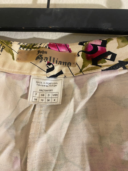 John Galliano Multicolored Cotton Floral Print Wide
Leg Pants