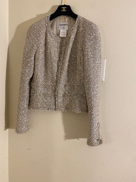 Chanel Tweed Embroidered Jacket Sz: Fr38 Us6