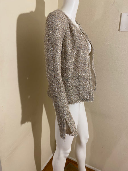 Chanel Tweed Embroidered Jacket Sz: Fr38 Us6