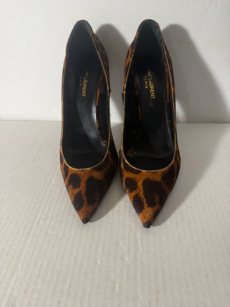Saint Laurent Suede Animal Print Pumps Size: 40