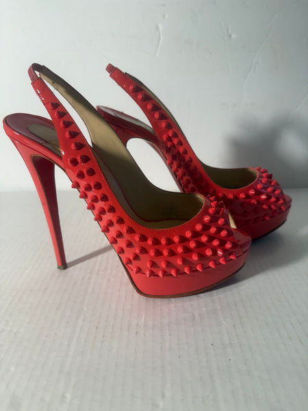 Christian Louboutin Pink Spiked Platform Heels Sz: 40.5