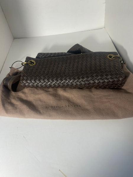 Bottega Veneta Dark Brown Leather Mesh Shoulder Bag