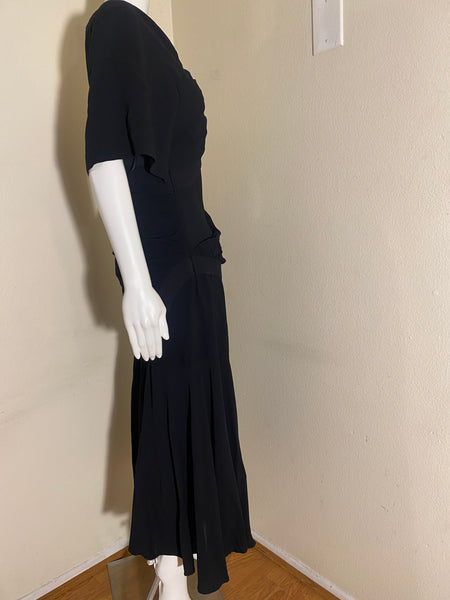 Stella McCartney Emmeline Crepe One-Shoulder Midi Black Dress Size: 42 / 6