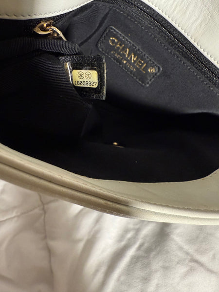 CHANEL Medium Lambskin Flap Black and White Bag