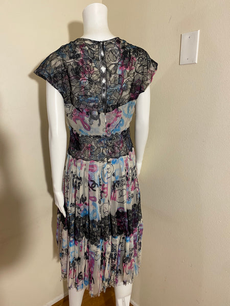 Chanel Silk Multi-Color
Logo Graphic Dress Sz: EUR 40 US 6