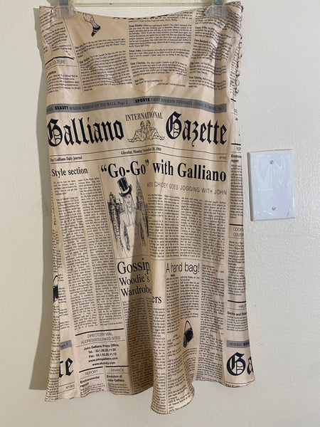 Galliano Newspaper Print Silk TWO PIECE: Sz 6