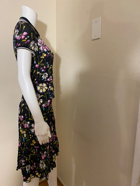 Moschino Two Piece Floral Wrap Top and Skirt Size: S