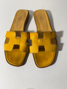 Hermes Women's Yellow Sandals Sz 38.5