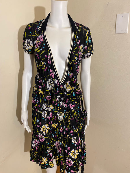 Moschino Two Piece Floral Wrap Top and Skirt Size: S