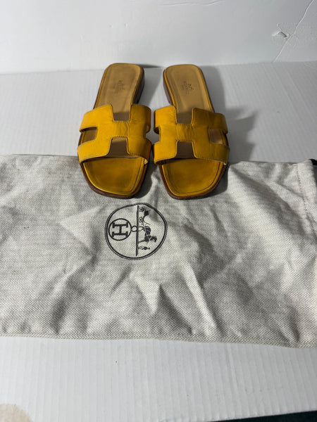 Hermes Women's Yellow Sandals Sz 38.5