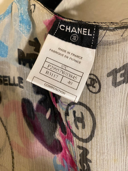 Chanel Silk Multi-Color
Logo Graphic Dress Sz: EUR 40 US 6