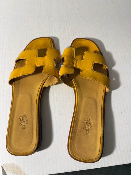 Hermes Women's Yellow Sandals Sz 38.5