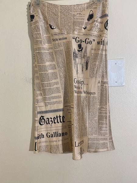 Galliano Newspaper Print Silk TWO PIECE: Sz 6