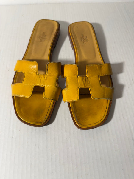 Hermes Women's Yellow Sandals Sz 38.5