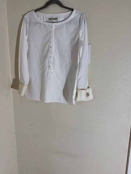 Balenciaga Tops Scoop Neck Long Sleeve White Shirt Sz42