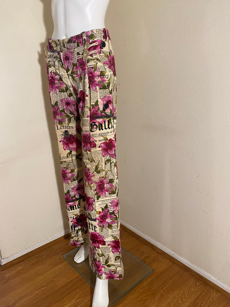 John Galliano Multicolored Cotton Floral Print Wide
Leg Pants