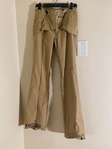 John Galliano Newspaper Trouser Beige Size 42 / 8