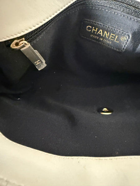 CHANEL Medium Lambskin Flap Black and White Bag