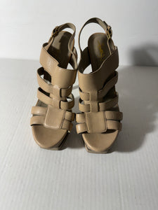 Saint Laurent Cream Leather Tribute Sandals Size 39.5