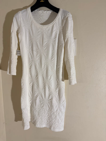 Chanel White Fringe-Embellished Dress Sz:42