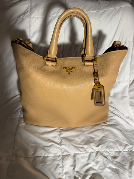 Prada Tote Large Shoulder Bag Vitello Phenix Beige
Leather