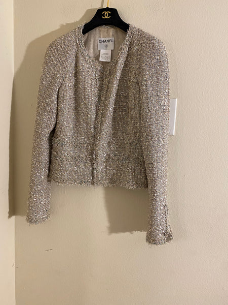 Chanel Tweed Embroidered Jacket Sz: Fr38 Us6