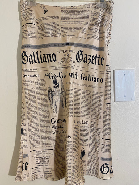 Galliano Newspaper Print Silk TWO PIECE: Sz 6