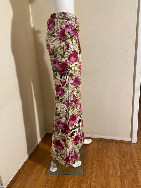 John Galliano Multicolored Cotton Floral Print Wide
Leg Pants