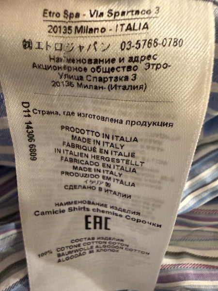 Etro Stripe Patchwork Shirt Size: XL
