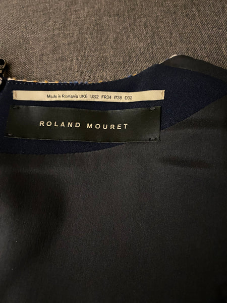 ROLAND MOURET Plaid Print Long Dress Size: US 2 EUR 38
