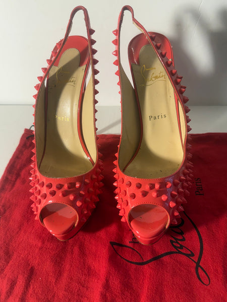 Christian Louboutin Pink Spiked Platform Heels Sz: 40.5