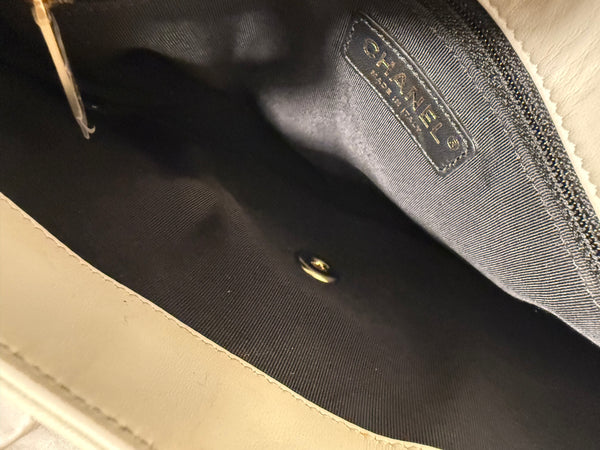 CHANEL Medium Lambskin Flap Black and White Bag